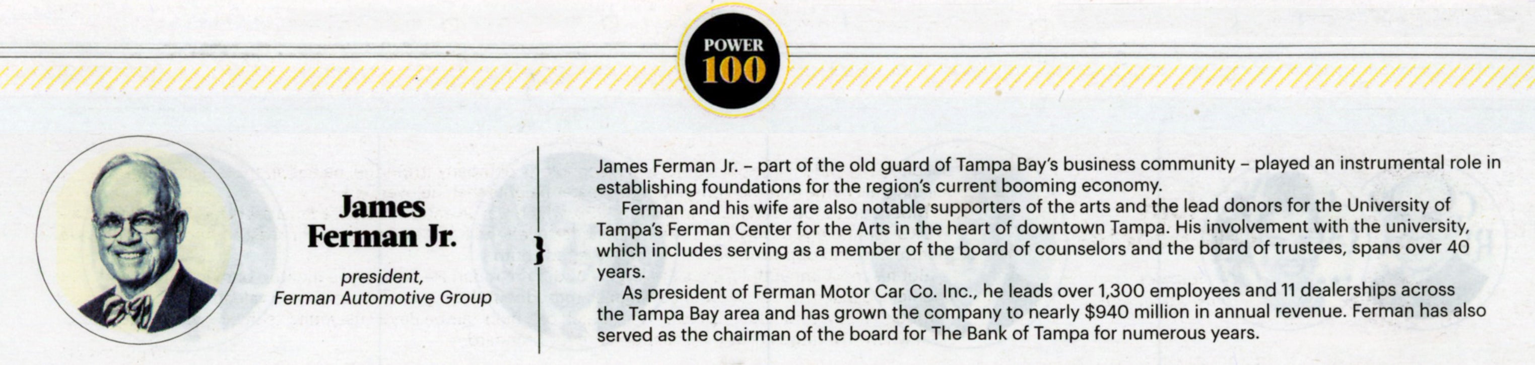 Tampa Bay Business Journal Power 100 Jim Ferman