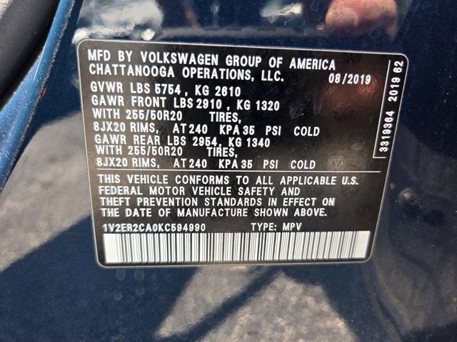 2019 Volkswagen Atlas 3.6L V6 SEL