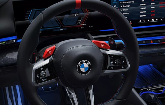 Close-up view of BMW M5 Touring steering wheel. | Ferman BMW in Palm Harbor FL