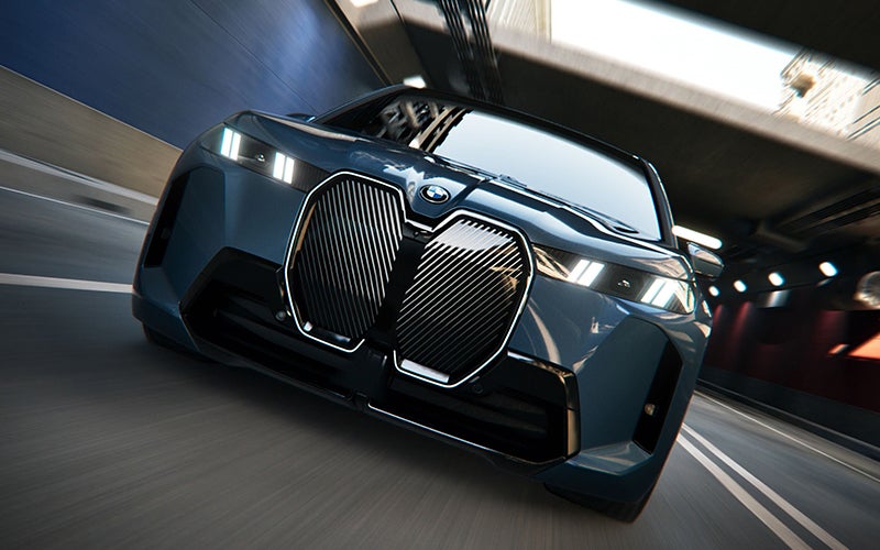 Close up of the BMW iX grille driving. | Ferman BMW in Palm Harbor FL